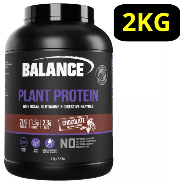 Balance Plant Protein Powder 2KG - Chocolate w/ BCAAs Glutamine P21.4g* Vegan