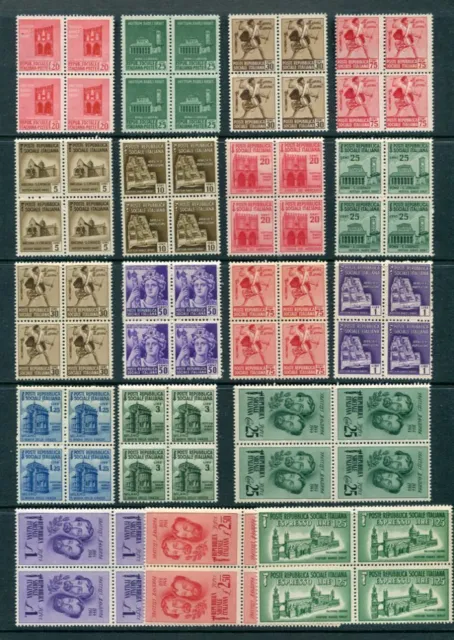 ITALY REPUBLICA SOCIALE 1944 MNH COLLECTION BLOCKS x4 (72 Stamps) cat EURO 57