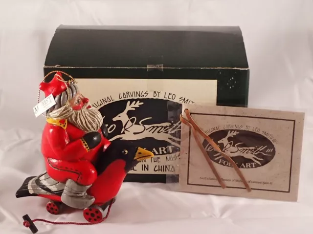 Leo Smith Cardinal on Santa Red Bird Orn. Midwest Numbered Piece NEW OPENED BOX