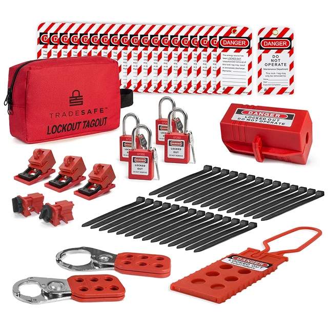 Electrical Lockout Tagout Kit - Hasps, Clamp on and Universal Multipole Circuit