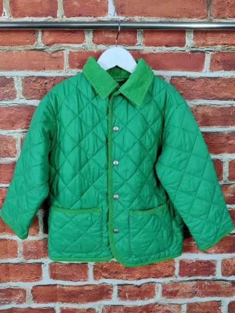 Boys United Colours Of Benetton Green Diamond Quilted Coat Jacket Size Small S