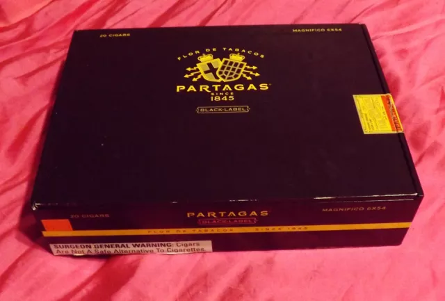 🌈 Vintage Flor De Tabacos De Partagas 1845 Black Label Wood Cigar Box Empty