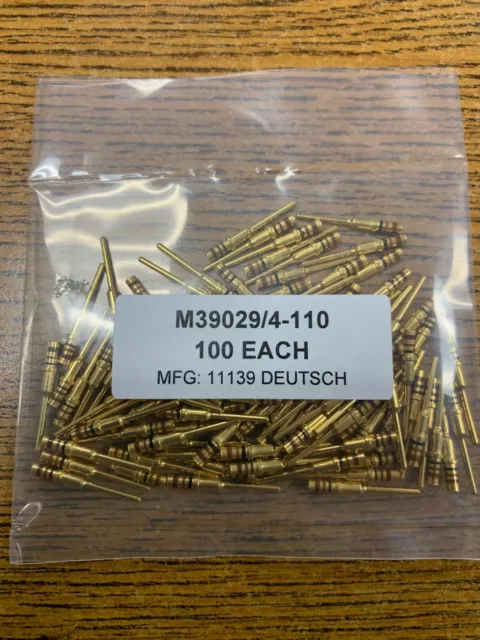 QTY 100 M39029/58-363 CONTACTS SEALED BAG Circular MIL Spec PIN 20 GA Gold