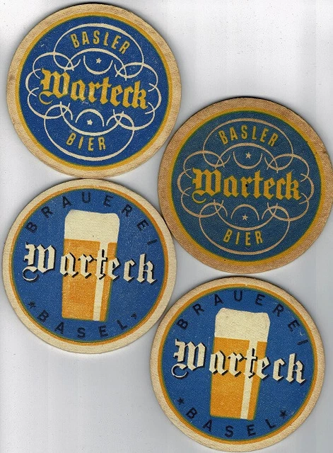 suisse : 4 anciens sous-bocks warteck (rectos-versos)