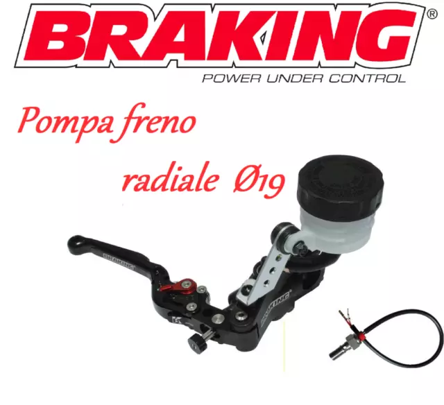 BRAKING POMPA FRENO RADIALE NERA  RS-B1 19mm UNIVERSALE MOTO