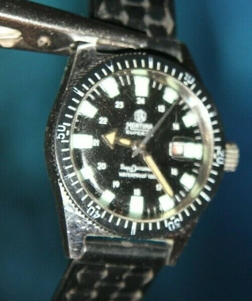 Montre Mécanique Mortima Superdatomatic à Réparer - Cadran Noir, Acier, Vintage Suisse