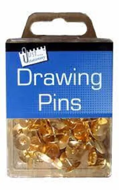 Just Stationery Pack Of 120 Drawing Pins Brass Home Office School