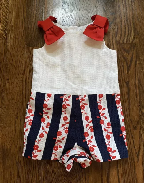 JANIE AND JACK Girl’s Romper Size 18-24 Months Red, White, Blue Floral Bow