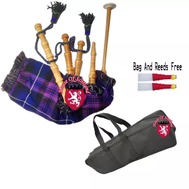 Baby Toy Mini Bagpipe with Pride of Scotland Cover & Cord Free Bag and Reed Gift