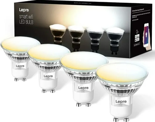 Lepro GU10 Smart Birne, dimmbare Glühbirne GU10, 4,5 W 385lm, 2700-6500K Alexa Co