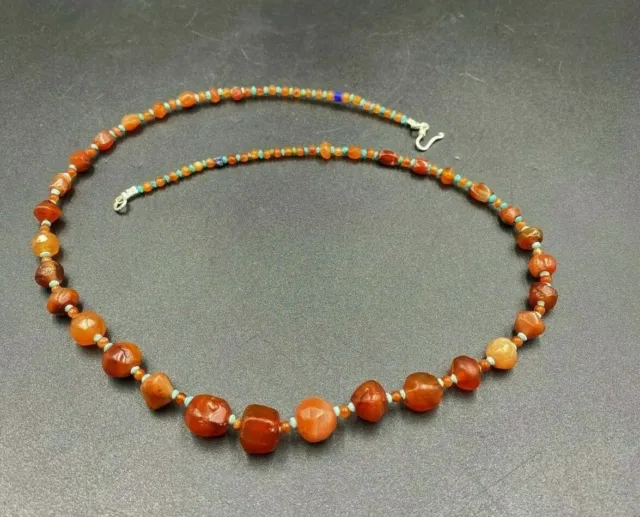 Dzi Antique Tibetan Nepali Himalayan Carnelian Gems Jewelry Old Beads Necklace