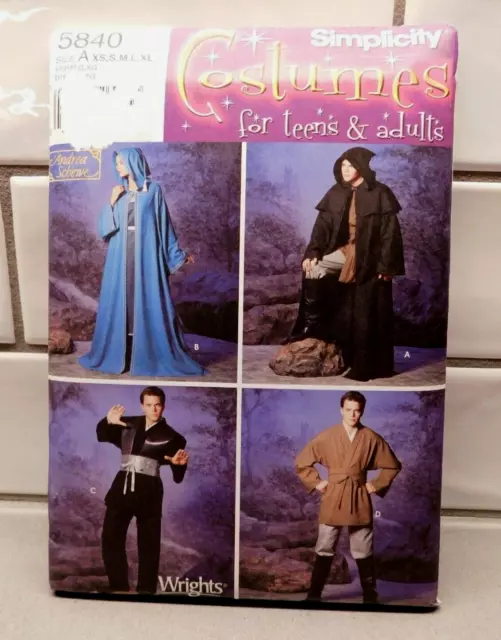 Uncut Pattern NEW Halloween Costumes by Simplicity #5840 for Teens/Adults +FR/SH