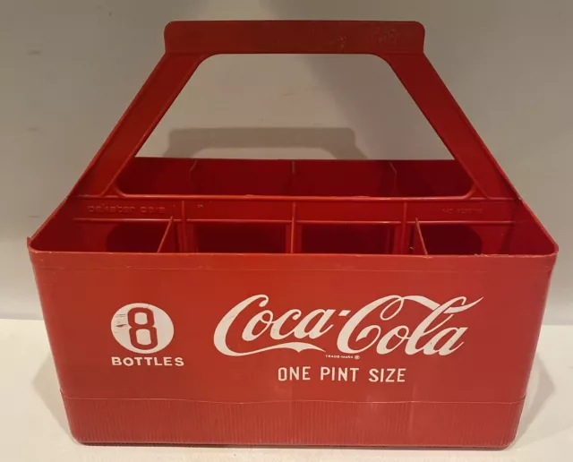 Coca Cola Coke 8 Pack One Pint Glass Bottle Plastic Carrier Holder Vintage