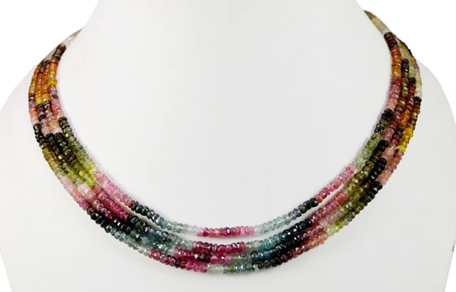 Natural 2/3/4/5 Multi Strands Multi Tourmaline 4mm Facet Beads Necklace Gemstone