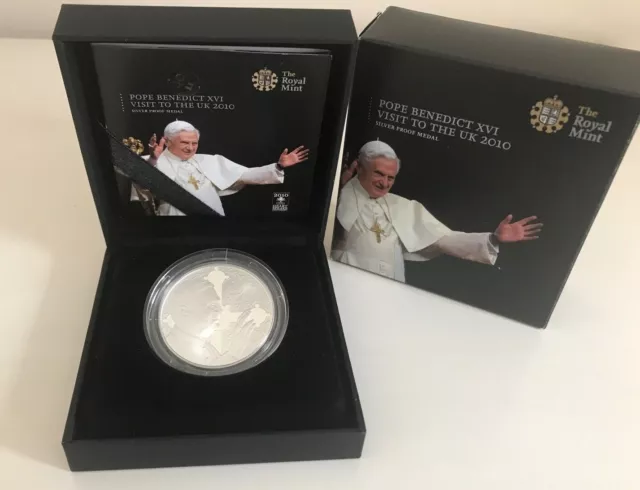 2010 Silber Beweis Papst Benedict XVI UK Besuch Medaille Verpackt COA