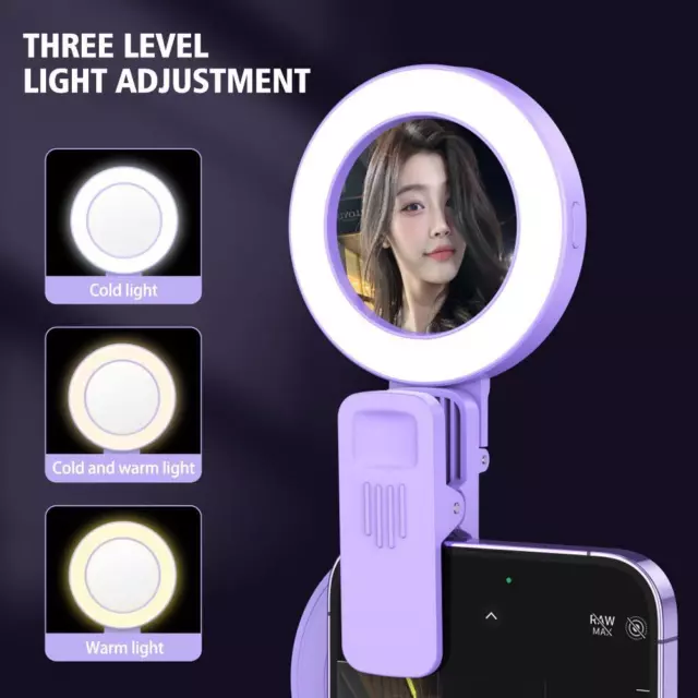 Luce cellulare, portatile, torcia selfie, specchio trucco, LED, automatico