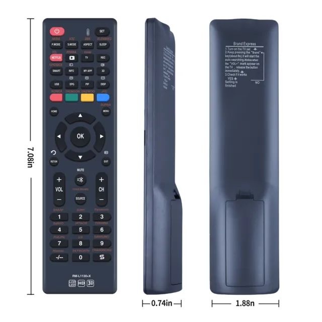 New RM-L1130+X Universal Smart TV Remote Control For DAEWOO AOC BBK THOMSON JVC