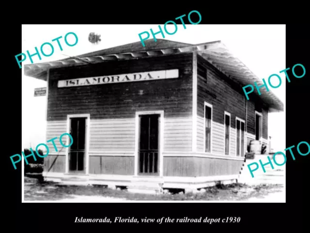 OLD LARGE HISTORIC PHOTO ISLAMORADA FLORIDA THE RAILROAD DEPOT STATION c1930