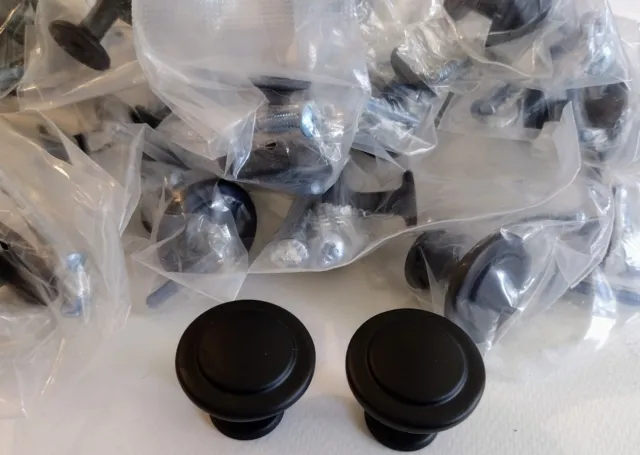 Ilyapa Black Beveled Kitchen Cabinet Knobs - Round Drawer Handles Pulls  25 Pack