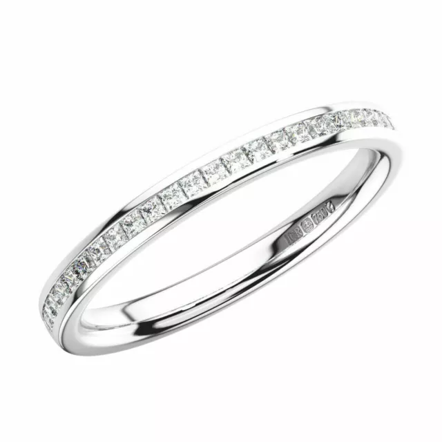 2.00 MM Channel Set Princess cut Diamonds Half Eternity Ring in 950 Platinum