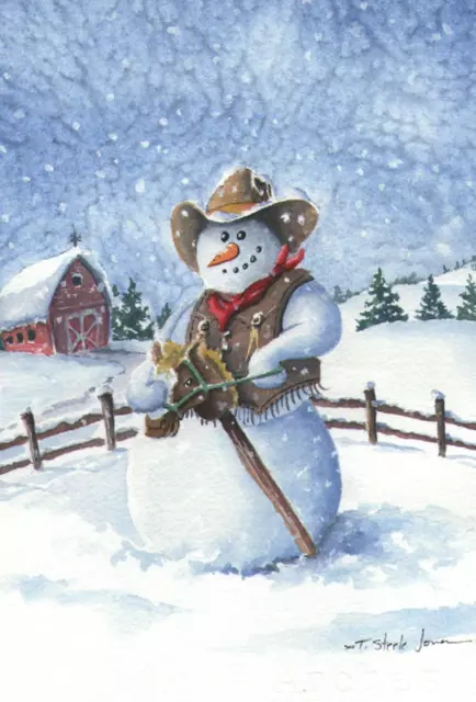 119740 Cowboy Snowman Winter Flag 12X18 Inch Double Sided Winter Garden Flag for