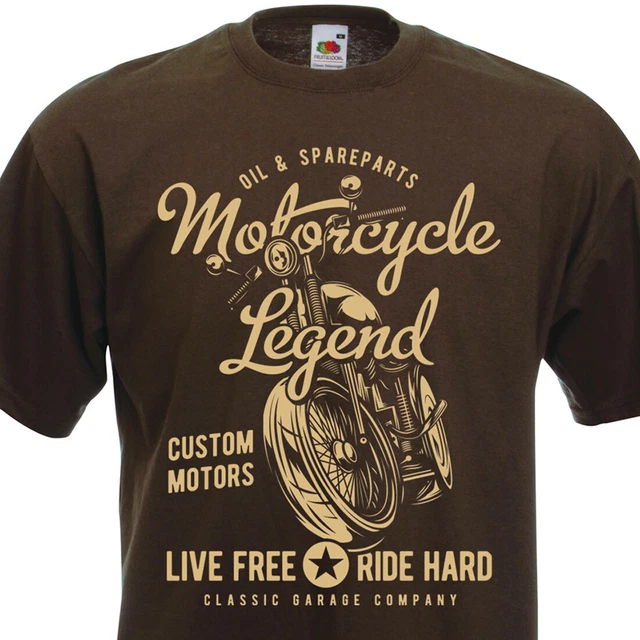 T-shirt Motorcycle Legend Mens Biker top motorbike Custom Motors Motard Moto 60'