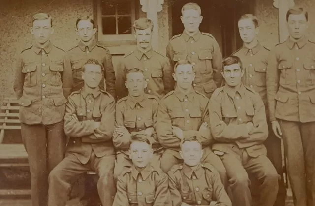 WW1  Postcard group of soldiers in Uniform ....