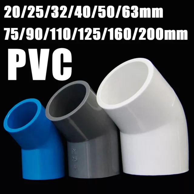 Tubo PVC 45° gomiti idraulico raccordi connettore frizione bianco/blu/grigio