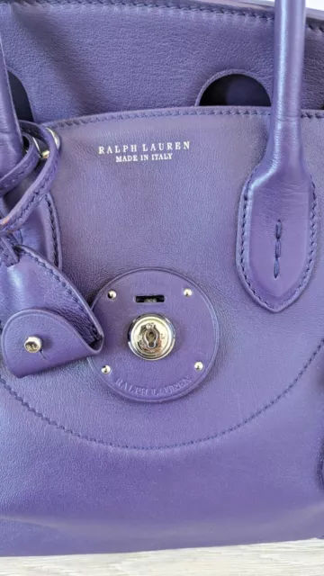 $3500 Ralph Lauren Collection Purple Ricky 33 Calfskin Soft Leather Bag Purse 3