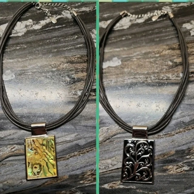 1 Necklace Black And Silver Flip Pendant  Necklace by Cookie Lee Jewelry
