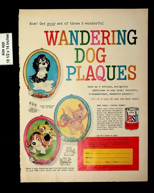 1959 Wandering Dog Plaques Dash Dog Food Vintage Print ad 8919
