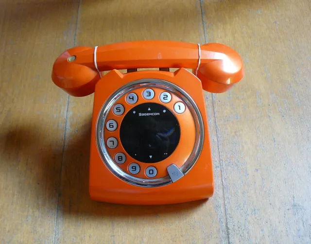 TÉLÉPHONE RÉPONDEUR FIXE sans fil vintage SIXTY orange - SagemCom EUR 15,00  - PicClick FR