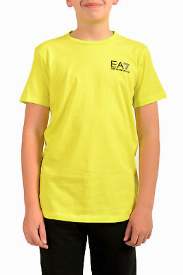 Emporio Armani EA7 Boys Yellow Short Sleeve Logo Print Crewneck T-Shirt