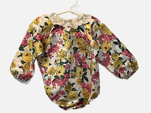 Vintage Vogue Romper Girl Size 80 Bubble Long Sleeves Floral Multi-Colors