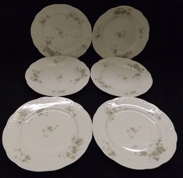 Onondaga OPco Syracuse China Blue Flower Set of 6 Luncheon Plates