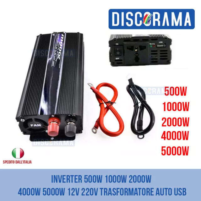 Inverter 500W 1000W 2000W 4000W 5000W 12V 220V Trasformatore Auto Fotovoltaico 2