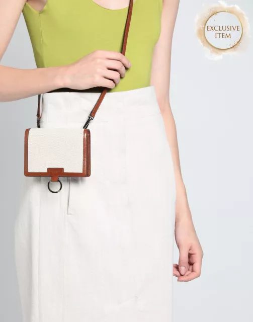 RRP€610 DOLCE & GABBANA Leather & Canvas Mini Crossbody Bag Detachable Strap
