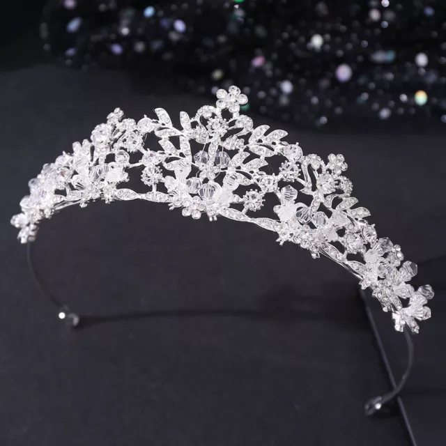 Silver Tiara Crowns for Women Wedding Crystal Bridal Tiara Princess Headband US 2