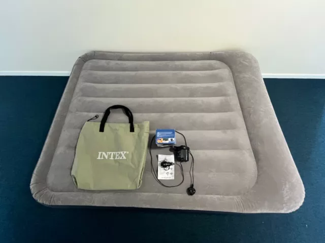 Intex Dura-Beam Deluxe Pillow Rest Airbed with Pump Queen - Dark Blue/Grey