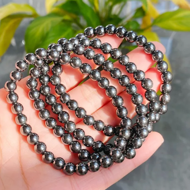 6mm 4pcs Natural Terahertz Wave Gemstone Beads Bracelet AAA