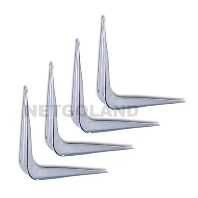 4 X White Enamel Shelf Brackets Angled Metal Shelving Support Arms - 3" x 4" NGL