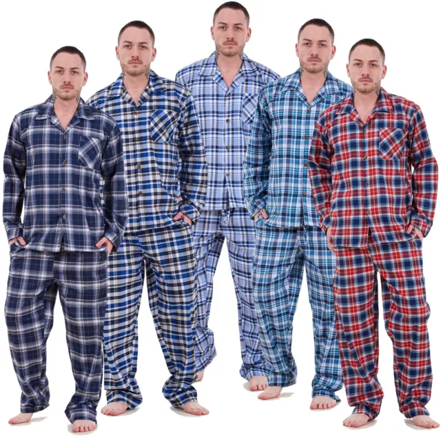 Mens Pyjama Set Yarn Dyed Woven Check Cotton Blend Loungewear Regular Big Size