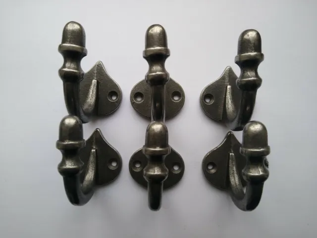 6 X St Ives Cast Iron Acorn Coat Hooks.