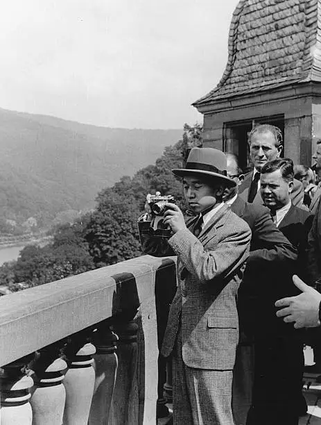 Crown Prince Akihito visit Germany, visiting Heidelberg Castle- 1953 Old Photo