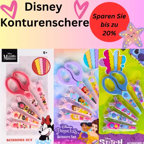 5tlg.Disney Konturenscheren-Set Bastelschere, Schere, Musterschere, Kinderschere