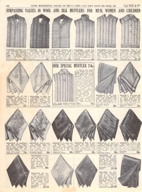 Vintage Paper Ad Macy's Men's Handkerchiefs & Mufflers Edwardian Fashion 1911