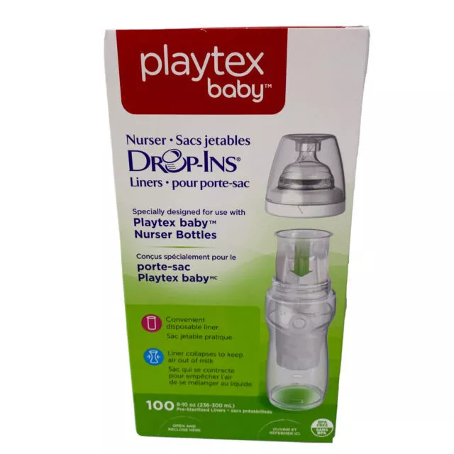 PLAYTEX BABY 100 Count Nurser Drop-Ins Liners-8-10oz NEW! In Box