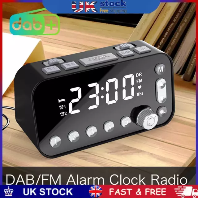 LED Digital DAB+FM Radio Clock Alarm Sleep Bedside Large Size Display Dual Timer