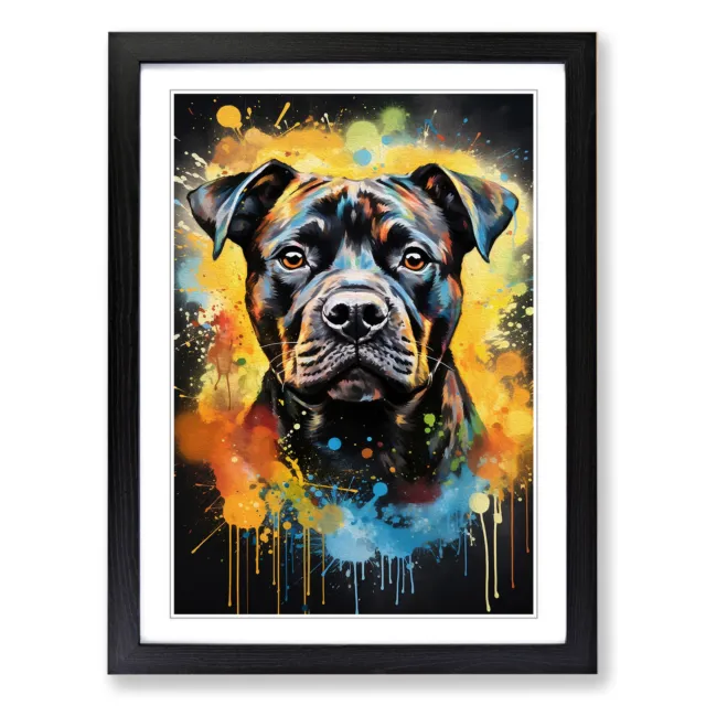 Staffordshire Bull Terrier Action Wall Art Print Framed Canvas Picture Poster