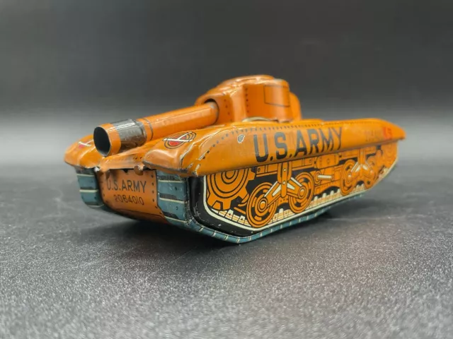 Vintage Toy Masters Tin Litho Friction Army Tank Japan- Great Condition 1950-60s